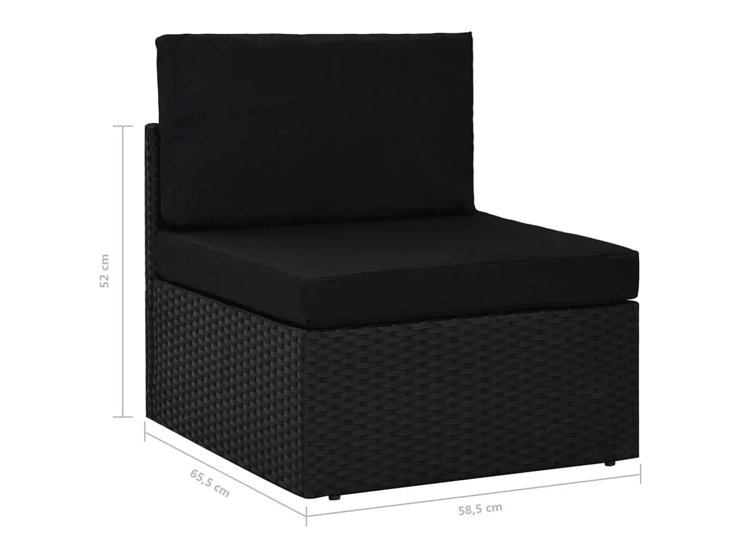Clearance vidaxl Sofá seccional de 2 lugares vime PE Preto