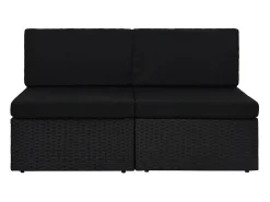 Clearance vidaxl Sofá seccional de 2 lugares vime PE Preto