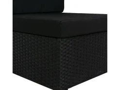 Clearance vidaxl Sofá seccional de 2 lugares vime PE Preto