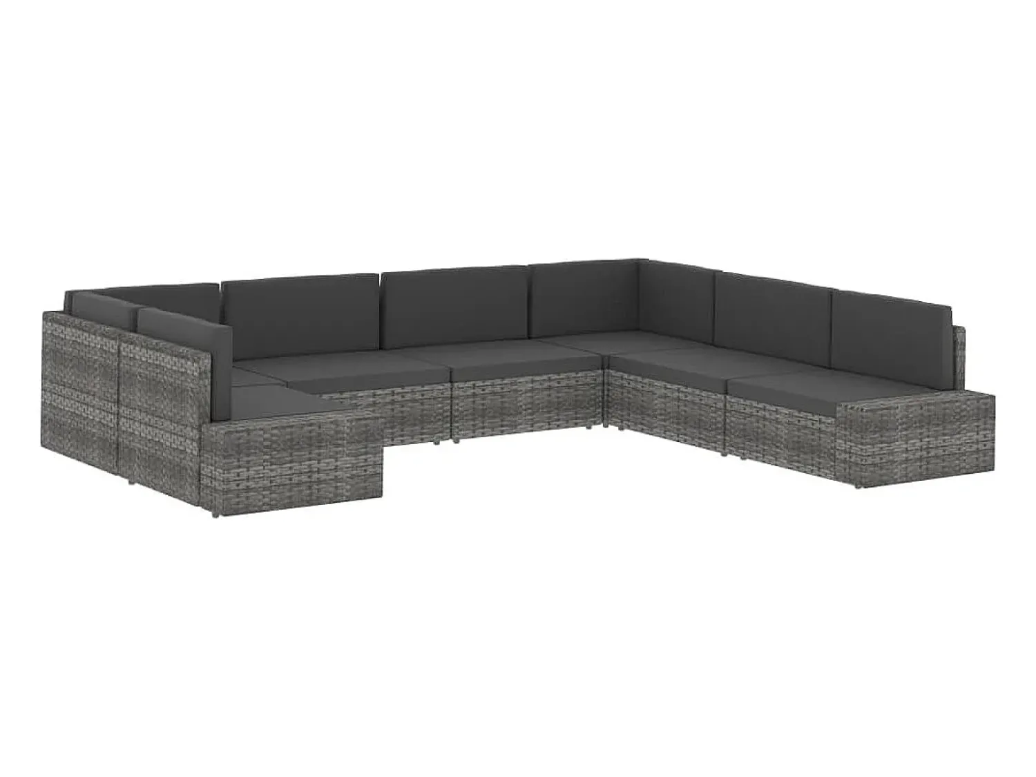 Clearance vidaxl Sofá seccional de 2 lugares vime PE Preto