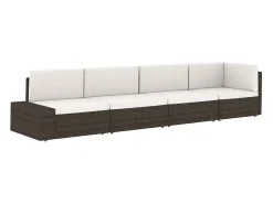 Clearance vidaxl Sofá seccional de 2 lugares vime PE Preto