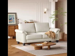 DripeX Sofá sofá 2 lugar em tecido de pista, sofá moderno no meio do século, com bolsa de armazenamento, 178x75x87cm,^ Sofá