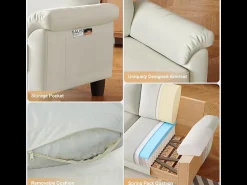 DripeX Sofá sofá 2 lugar em tecido de pista, sofá moderno no meio do século, com bolsa de armazenamento, 178x75x87cm,^ Sofá