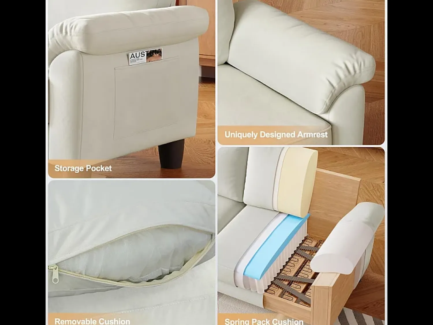 DripeX Sofá sofá 2 lugar em tecido de pista, sofá moderno no meio do século, com bolsa de armazenamento, 178x75x87cm,^ Sofá