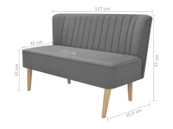 Sofá| Sofá tecido 117x55,5x77 PT461558 Cinzento claro