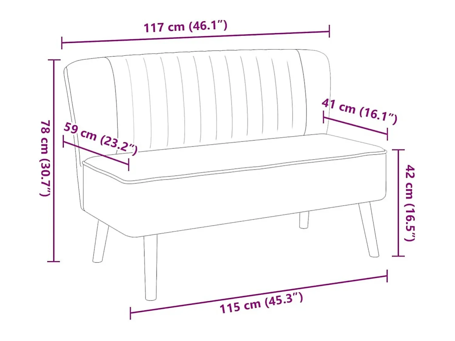 vidaxl Sofá tecido 117x55,5x77 -escuro^ Sofá