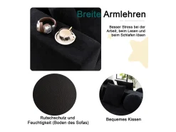Outlet Sofá totalmente comprimido e sem estrutura, sofá nuvem segmentado, moderno, modular, sem necessidade de montagem, tecido chenille Preto