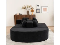 Outlet Sofá totalmente comprimido e sem estrutura, sofá nuvem segmentado, moderno, modular, sem necessidade de montagem, tecido chenille Preto