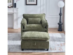 Sofá com bolsos laterais e apoio para os pés - Chenille - para sala de estar e quarto^ Sofá