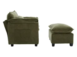 Sofá com bolsos laterais e apoio para os pés - Chenille - para sala de estar e quarto^ Sofá