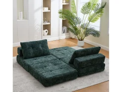 Sofá verde de 1 lugar - Sofá dobrável com encosto e almofadas - chenille^ Sofá