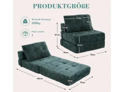 Sofá verde de 1 lugar - Sofá dobrável com encosto e almofadas - chenille^ Sofá
