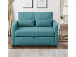Sofá| Sofá de 2 lugares - Sofá lounge com função de extensão e duas almofadas - Encosto ajustável - Tecido de algodão e linho Verde