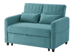 Sofá| Sofá de 2 lugares - Sofá lounge com função de extensão e duas almofadas - Encosto ajustável - Tecido de algodão e linho Verde