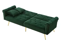 Sofá* Sofá de 2 lugares - Sofá com encosto ajustável e braços - 6 pernas em metal - para sala e quarto Verde