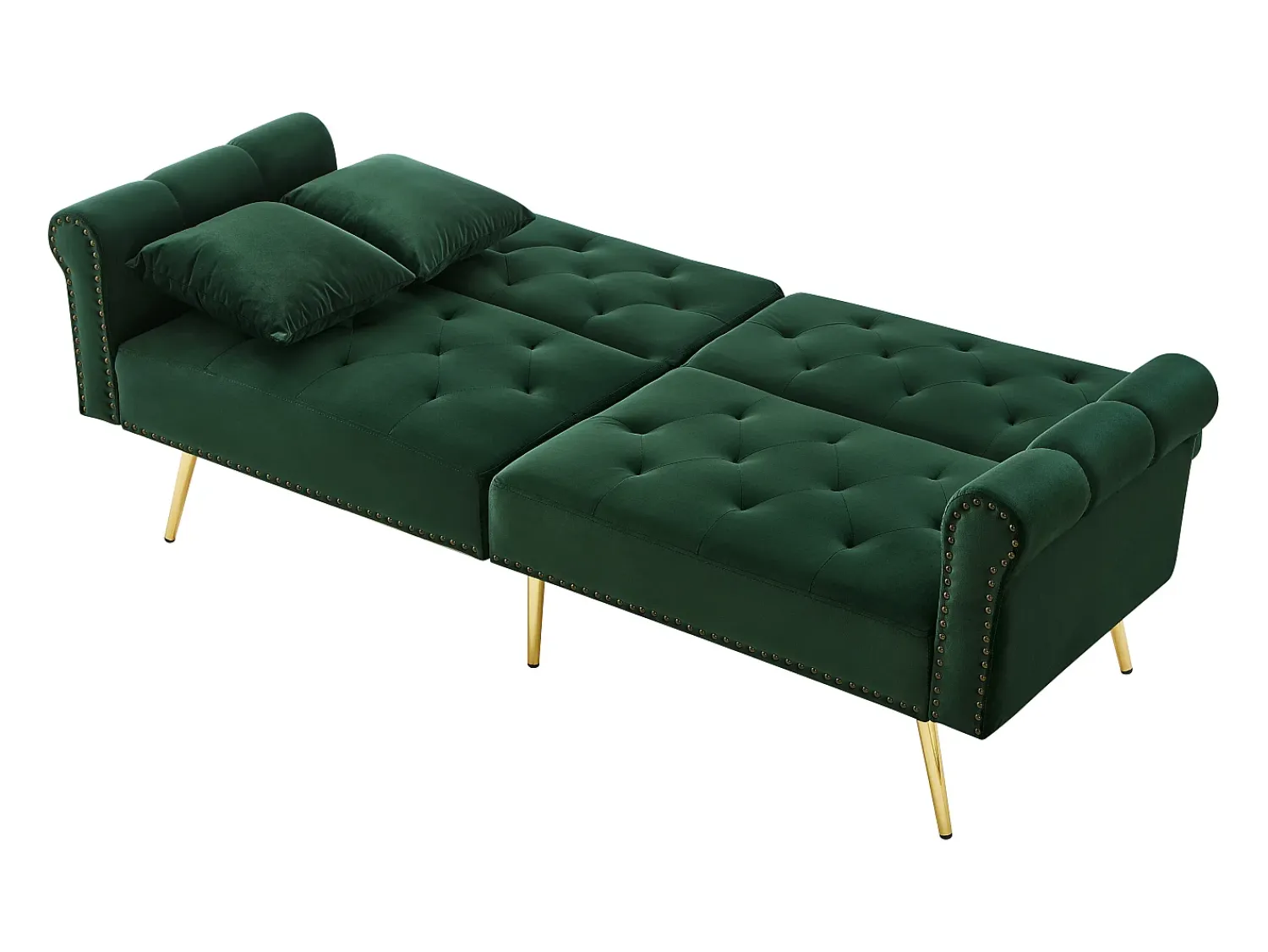 Sofá* Sofá de 2 lugares - Sofá com encosto ajustável e braços - 6 pernas em metal - para sala e quarto Verde