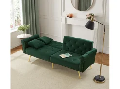 Sofá* Sofá de 2 lugares - Sofá com encosto ajustável e braços - 6 pernas em metal - para sala e quarto Verde