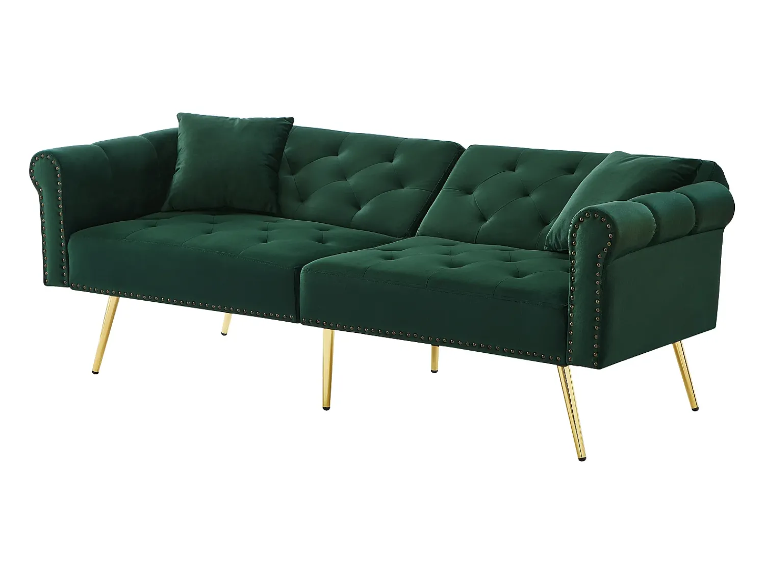Sofá* Sofá de 2 lugares - Sofá com encosto ajustável e braços - 6 pernas em metal - para sala e quarto Verde