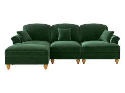 Hauss Spole Sofá de 3 lugares com apoio lombar - Apoio para os pés móvel - Tecido chenille Verde