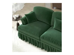 Hauss Spole Sofá de 3 lugares com apoio lombar - Apoio para os pés móvel - Tecido chenille Verde
