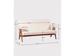 Sofá*Nest Dream Sofá vintage em madeira de teca e estofamento boucle - Daneu - Branco