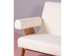 Sofá*Nest Dream Sofá vintage em madeira de teca e estofamento boucle - Daneu - Branco