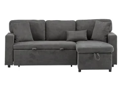 ModernLuxe Sofá 215x133x85 cm - com porta USB - com arrumação - com função de cama - cinza^ Sofá