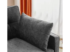 Sofá|ModernLuxe Sofá 142x79x85 cm - Encosto ajustável - Veludo chenille - Com 2 almofadas - Preto