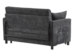 Sofá|ModernLuxe Sofá 142x79x85 cm - Encosto ajustável - Veludo chenille - Com 2 almofadas - Preto