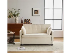 ModernLuxe Sofá 142x79x85 cm - Encosto ajustável - Chenille - Com 2 almofadas -^ Sofá