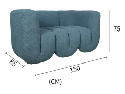 Sofá| Sofá 150x75x85 cm Azul cinza preto nua n88-150-10 Preto / Cinzento / Azul