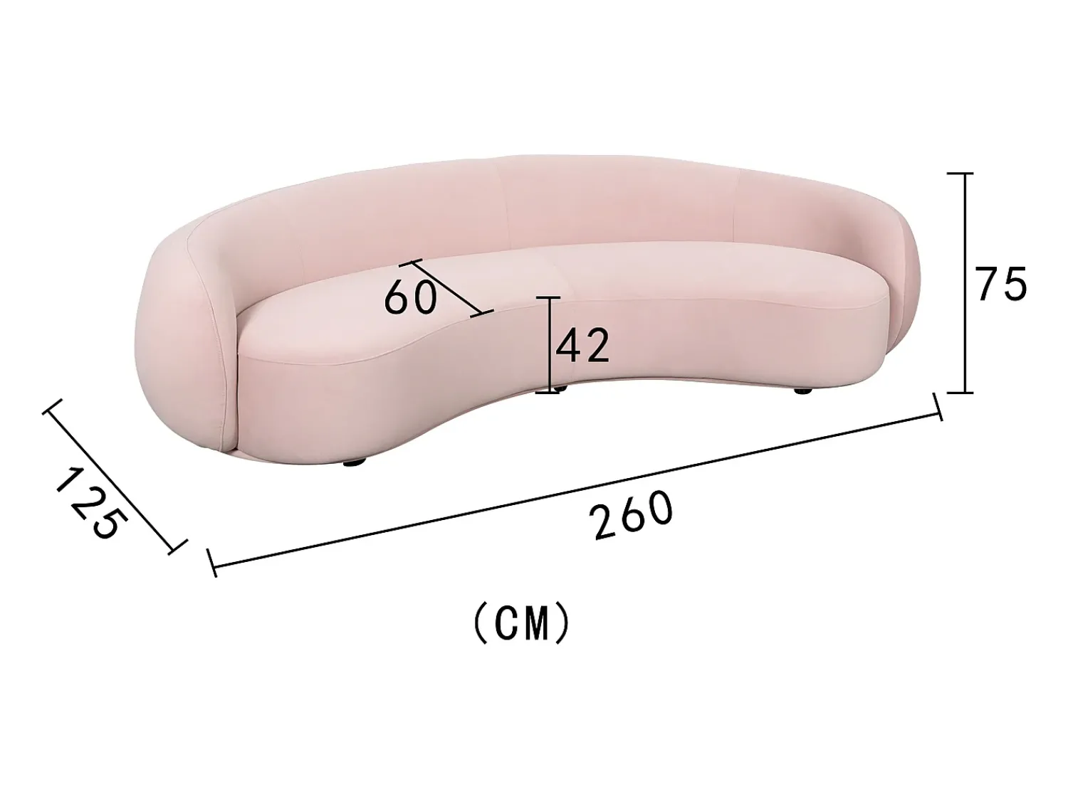 Sofá| Sofá 260x75x125 cm nua n77-25 Rosa