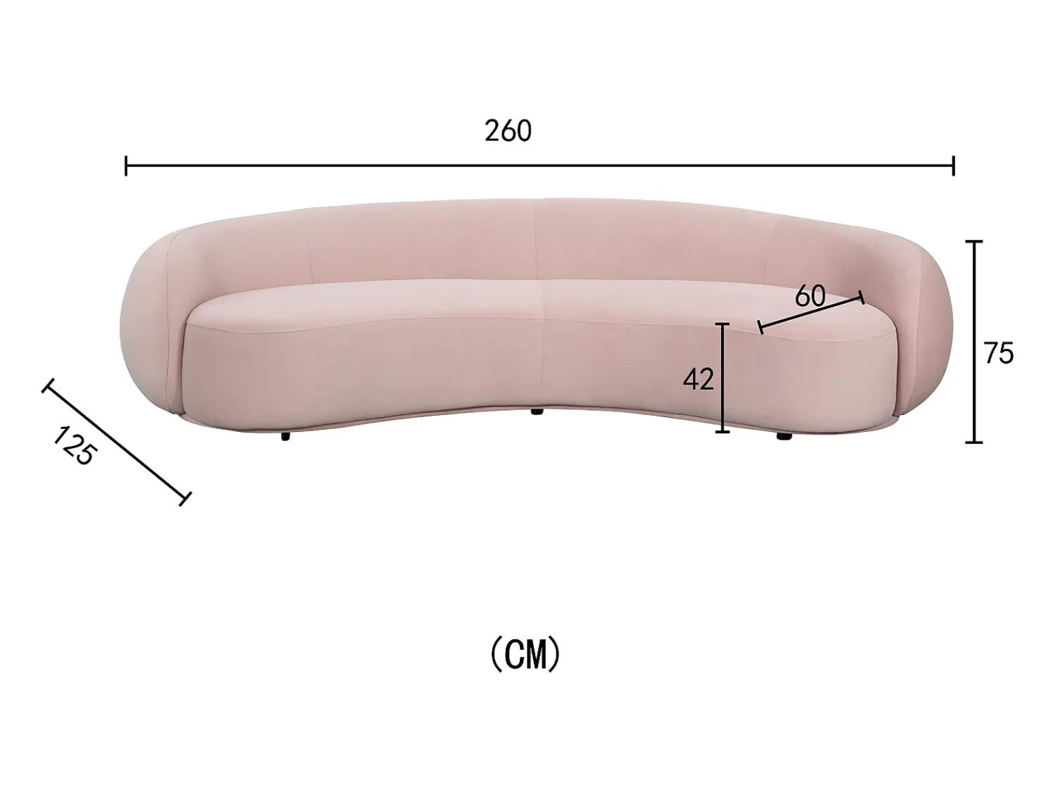 Sofá| Sofá 260x75x125 cm nua n77-25 Rosa