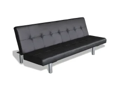 Discount Sofa-cama ajustável com 2 almofadas couro artificial PT530142 Preto