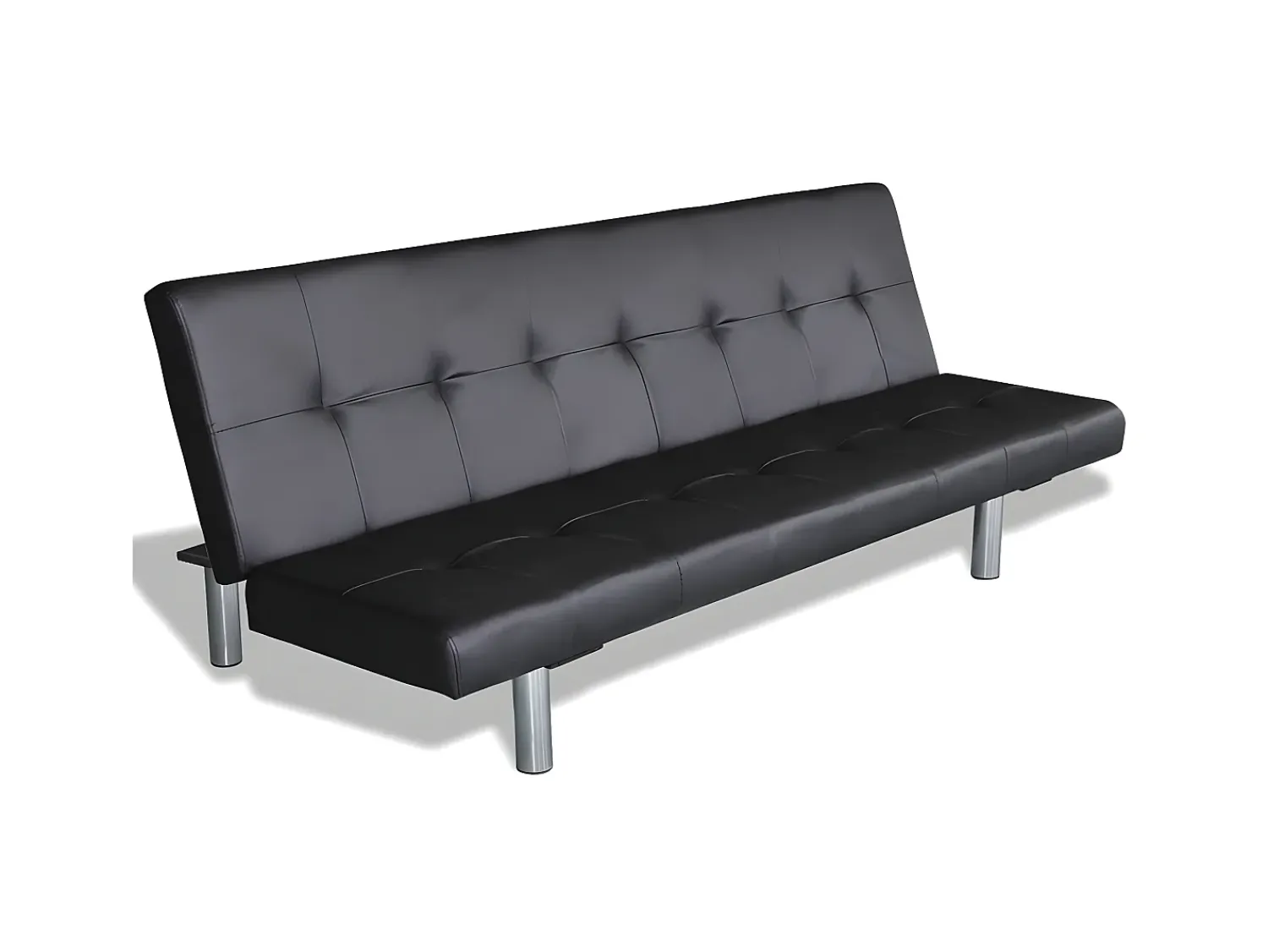 Discount Sofa-cama ajustável com 2 almofadas couro artificial PT530142 Preto