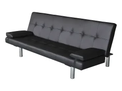 Discount Sofa-cama ajustável com 2 almofadas couro artificial PT530142 Preto
