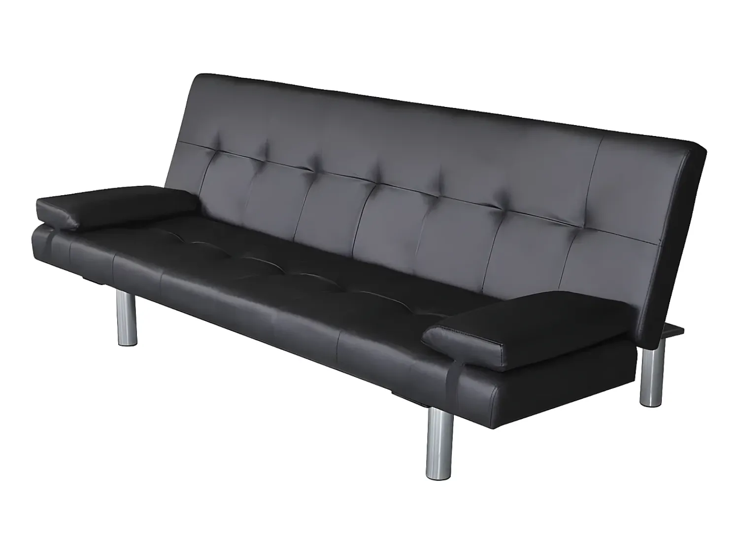 Discount Sofa-cama ajustável com 2 almofadas couro artificial PT530142 Preto