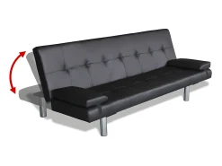 Discount Sofa-cama ajustável com 2 almofadas couro artificial PT530142 Preto