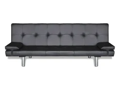 Discount Sofa-cama ajustável com 2 almofadas couro artificial PT530142 Preto