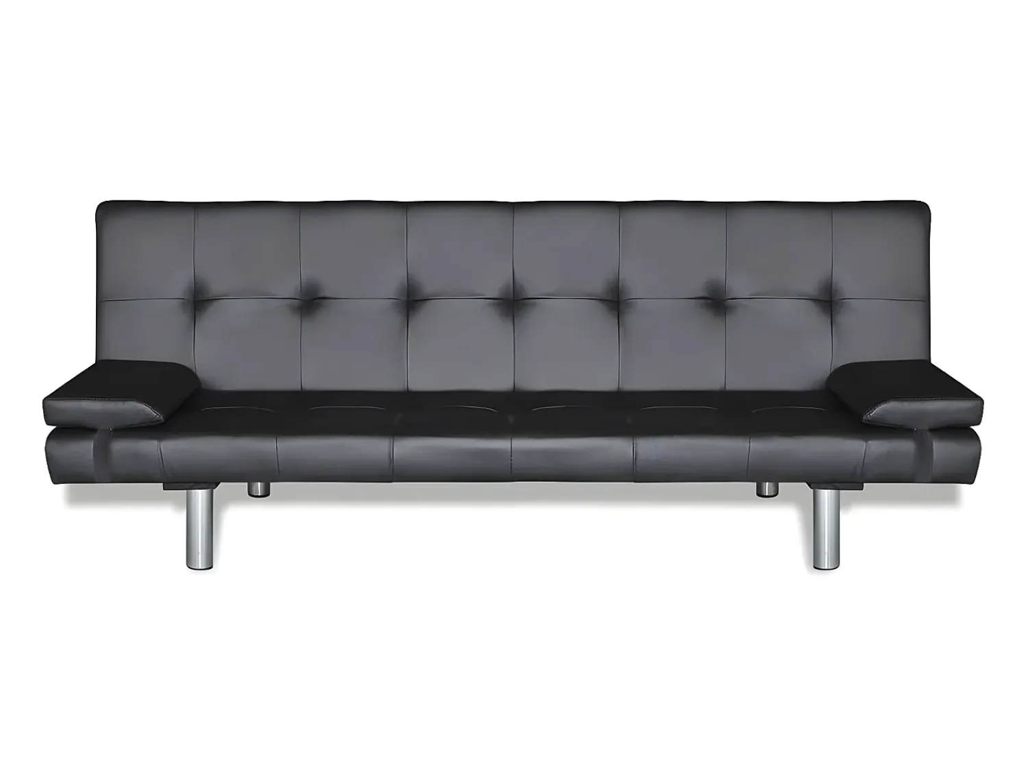 Discount Sofa-cama ajustável com 2 almofadas couro artificial PT530142 Preto