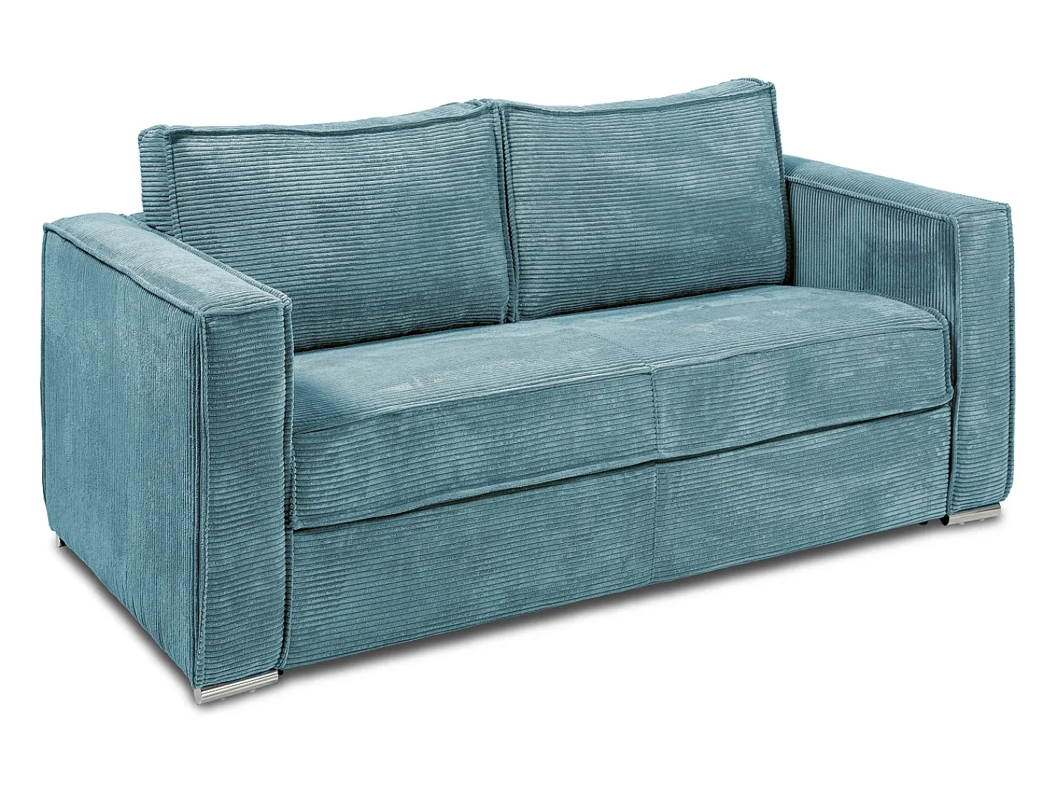 Vente-unique Sofá-cama 140 cm veludo canelado assento memória de forma ripas largas 18 cm LORETO^ Sofá