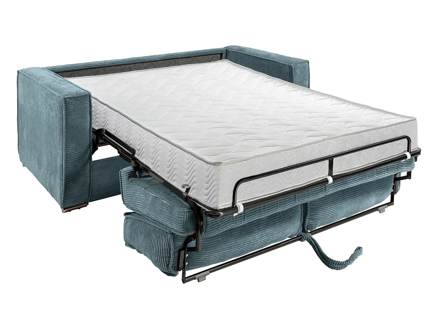 Vente-unique Sofá-cama 140 cm veludo canelado assento memória de forma ripas largas 18 cm LORETO^ Sofá