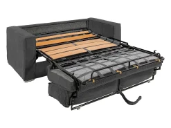 Vente-unique Sofá-cama 140 cm veludo canelado antracite assento memória de forma ripas largas 18 cm LORETO^ Sofá
