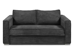 Vente-unique Sofá-cama 140 cm veludo canelado antracite assento memória de forma ripas largas 18 cm LORETO^ Sofá