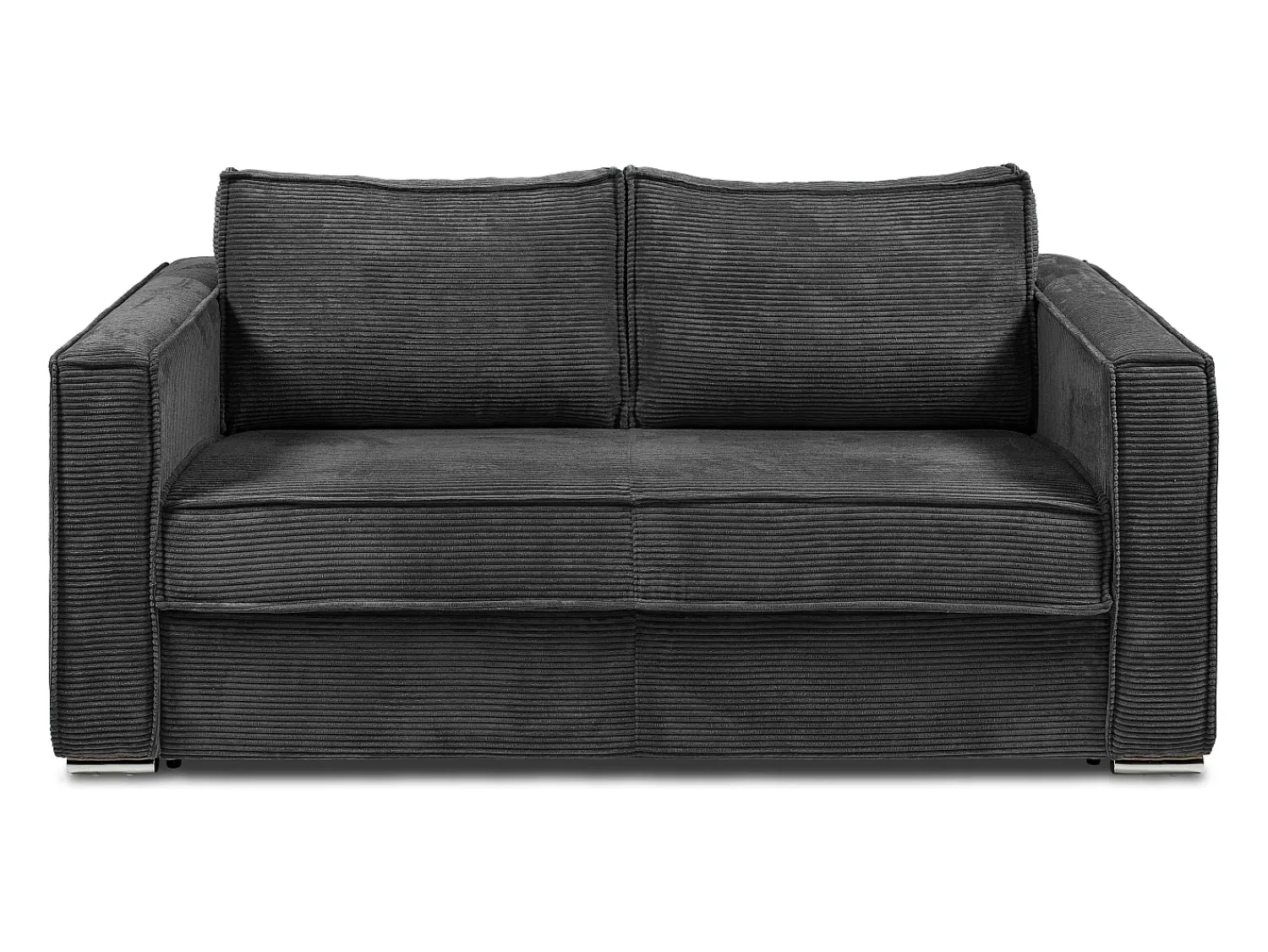Vente-unique Sofá-cama 140 cm veludo canelado antracite assento memória de forma ripas largas 18 cm LORETO^ Sofá