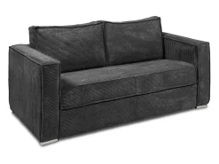 Vente-unique Sofá-cama 140 cm veludo canelado antracite assento memória de forma ripas largas 18 cm LORETO^ Sofá