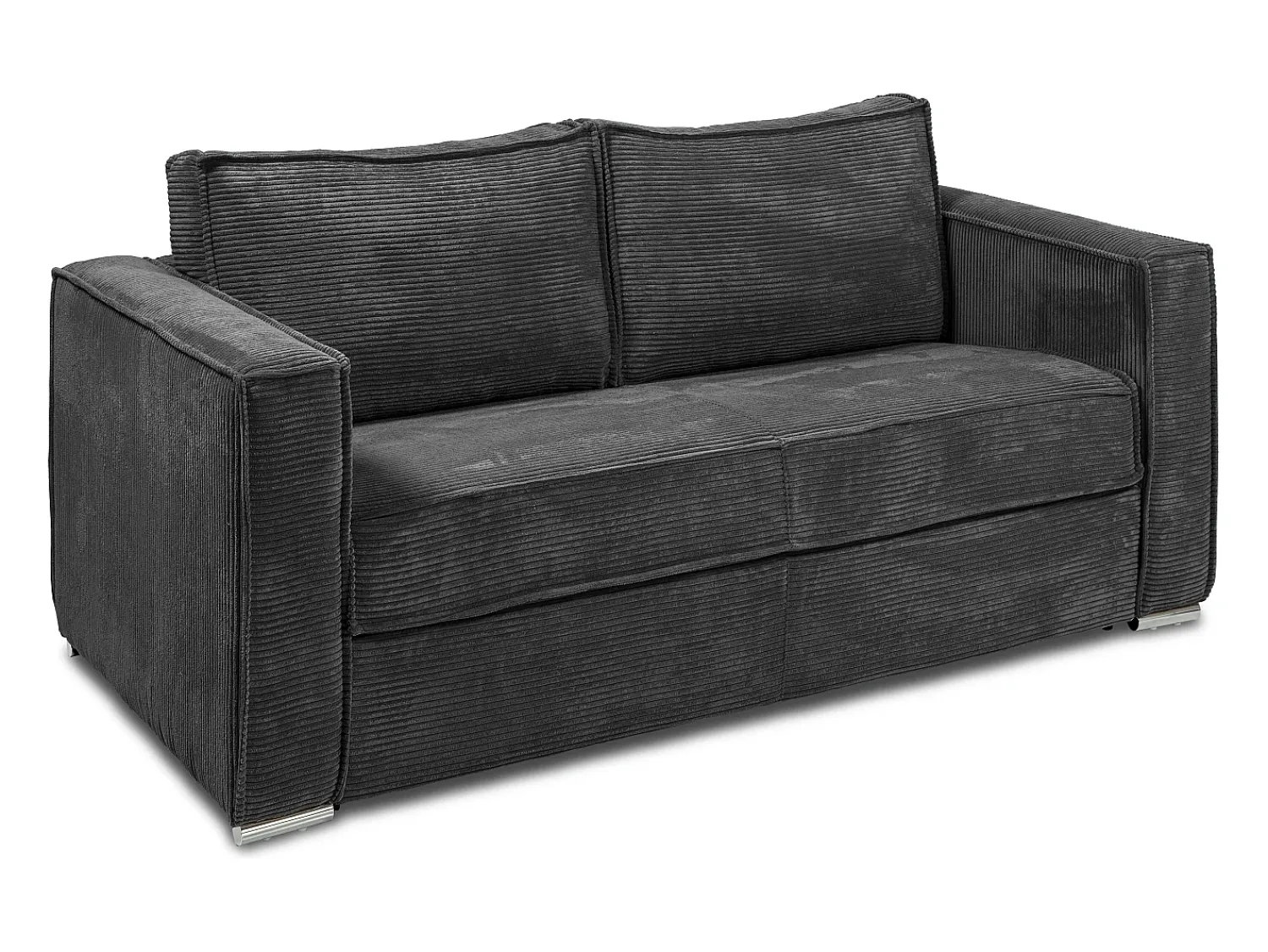 Vente-unique Sofá-cama 140 cm veludo canelado antracite assento memória de forma ripas largas 18 cm LORETO^ Sofá