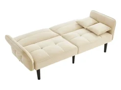 Sofá| Sofá-cama 2 em 1: Dois lugares com revestimento em veludo, dobrável, ideal para espaços pequenos. Bege