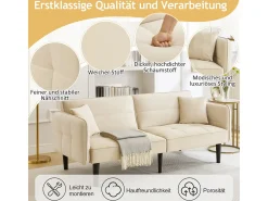 Sofá| Sofá-cama 2 em 1: Dois lugares com revestimento em veludo, dobrável, ideal para espaços pequenos. Bege