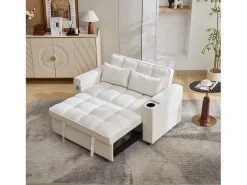 Outlet Merax Sofá-cama 2 lugares 3 em 1 - 140,5 x 74 x 82 cm - com encosto ajustável + USB + 1 mesa escondida - MDF - Bege